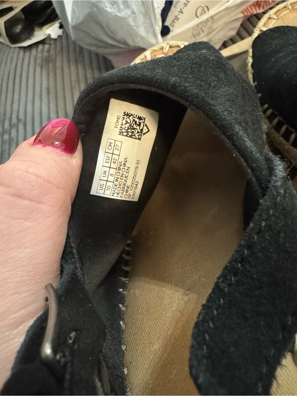Toms Black Suede Open-Toe Espadrille Wedge Sandals - Women - Picture 4 of 5